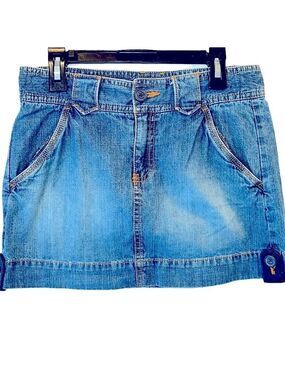 Ellemenno Jean Skirt, SZ 14, W 14”, L 12”, Button, Zip, Pockets, Like New
